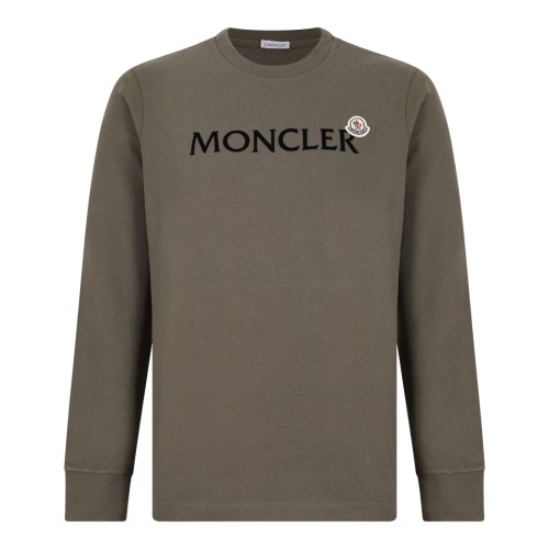 Moncler Khaki Cotton Logo Sweatshirt. 