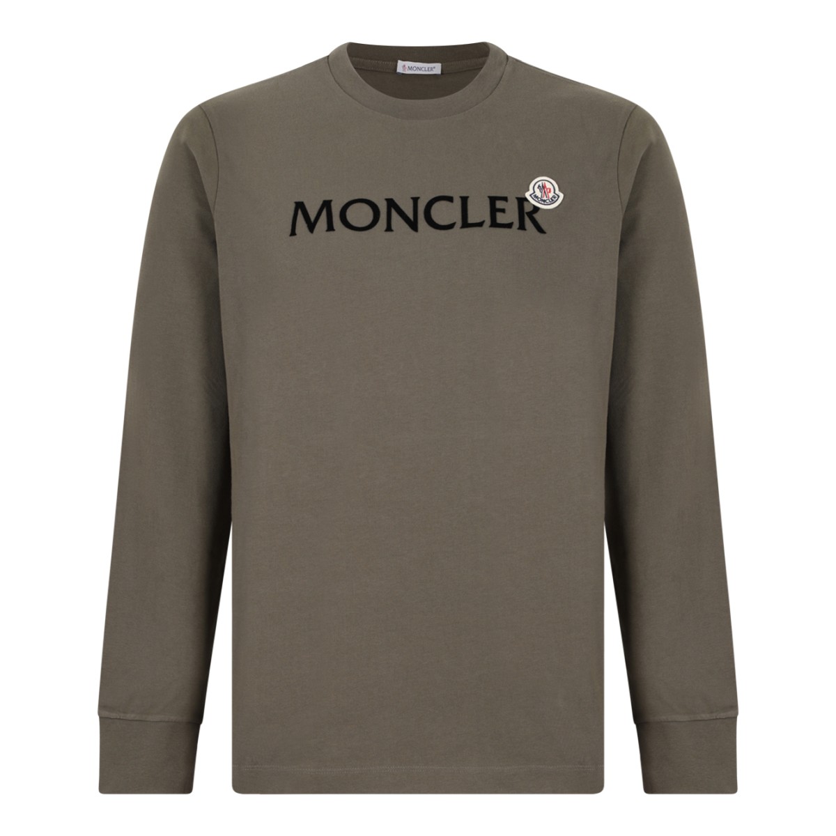 Moncler Khaki Cotton Logo Sweatshirt. 