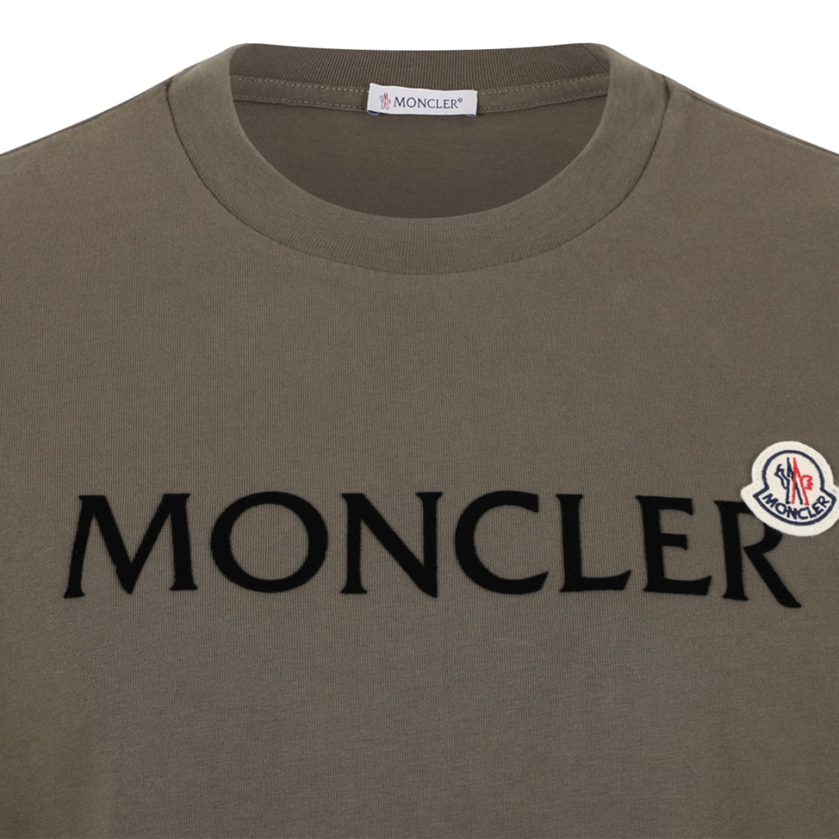 Moncler Khaki Cotton Logo Sweatshirt. 