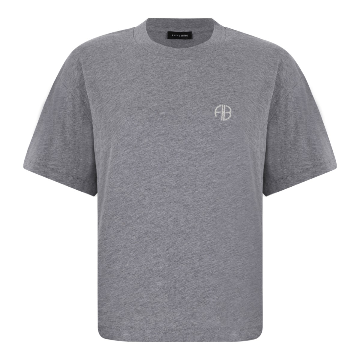 Anine Bing Grey Cotton Logo T-Shirt.