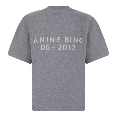 Anine Bing Grey Cotton Logo T-Shirt. 2
