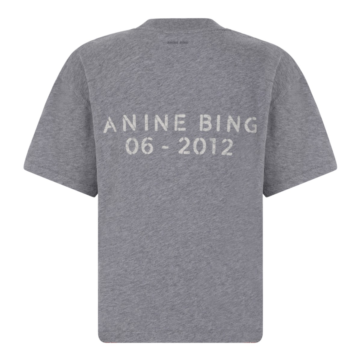Anine Bing Grey Cotton Logo T-Shirt.