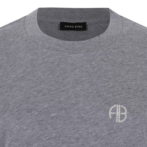 Anine Bing Grey Cotton Logo T-Shirt.