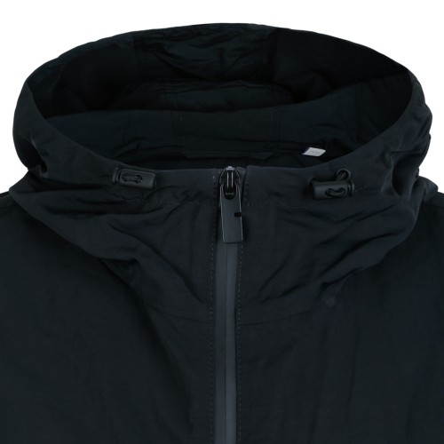 Burberry Navy Hooded Lightweight Jacket with Embroidered Motif. 