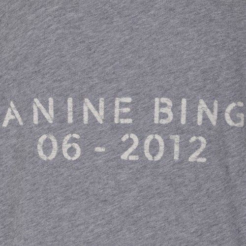 Anine Bing Grey Cotton Logo T-Shirt.