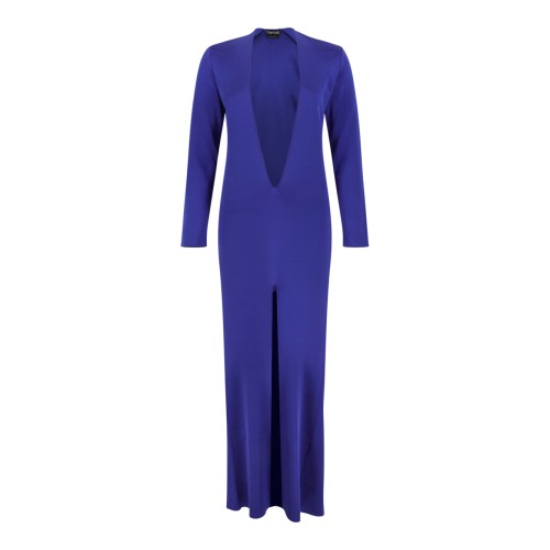Tom Ford Purple Deep V-Neck Maxi Dress.