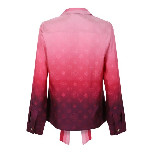 Casablanca Pink Gradient Silk Wrap Shirt.