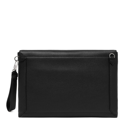 Montblanc Black Leather Envelope Clutch with Wrist Strap. 2