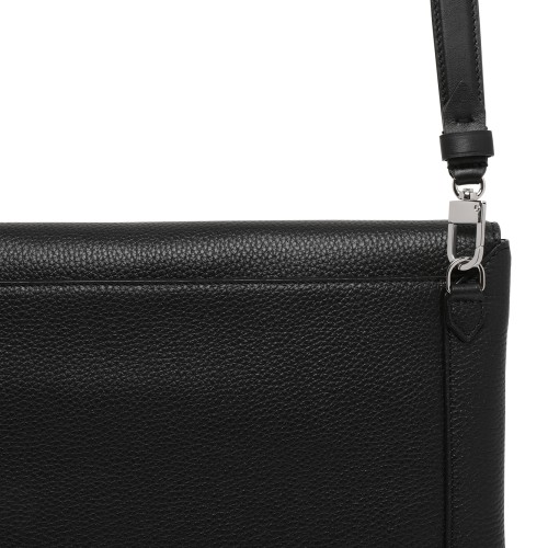 Montblanc Black Leather Envelope Clutch with Wrist Strap.