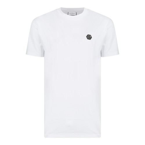 Philipp Plein White Cotton T-Shirt with Logo Patch.