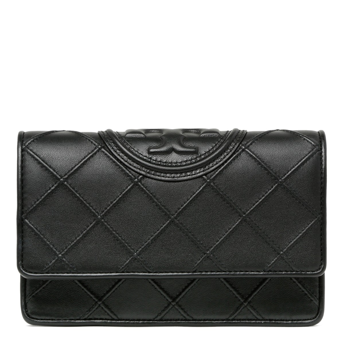 Tory Burch Black Quilted Leather Chain Wallet Bag.  