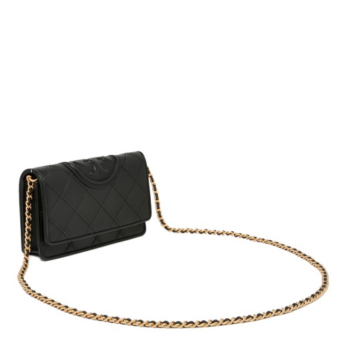 Tory Burch Black Quilted Leather Chain Wallet Bag.   2