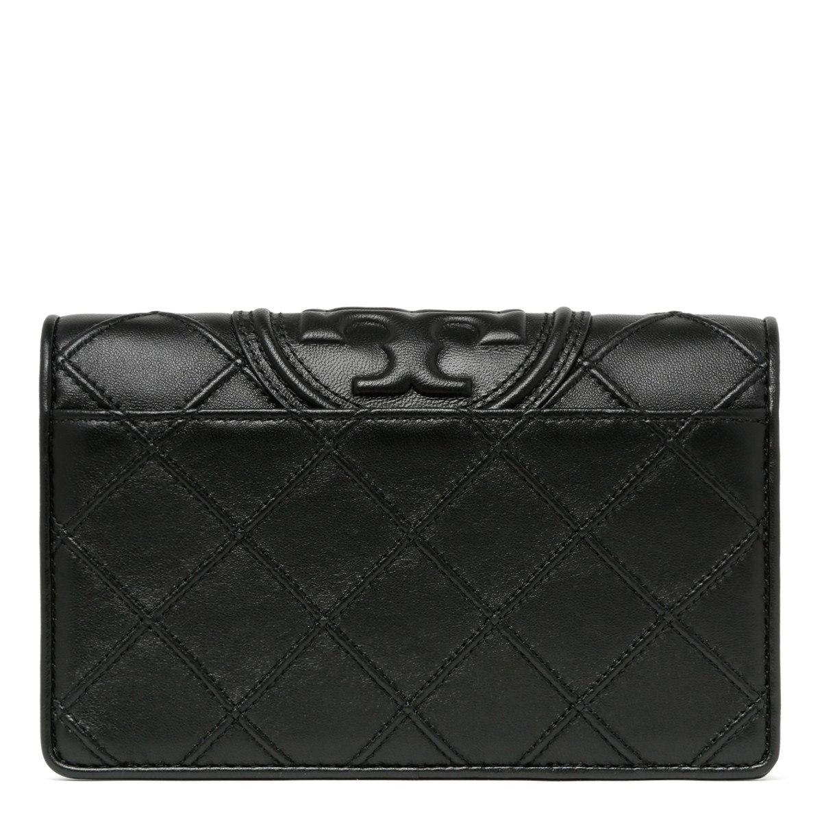 Tory Burch Black Quilted Leather Chain Wallet Bag.  
