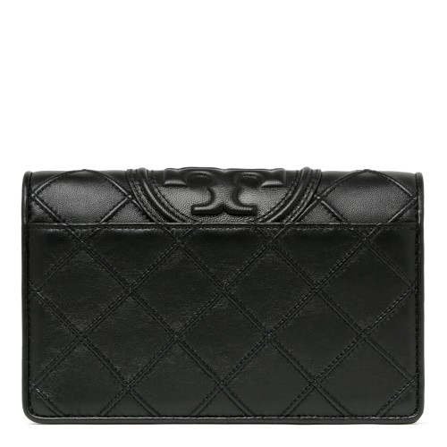Tory Burch Black Quilted Leather Chain Wallet Bag.  
