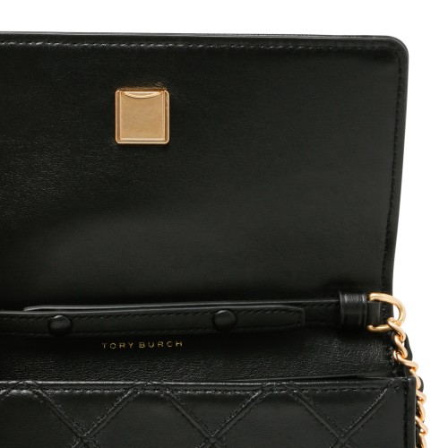 Tory Burch Black Quilted Leather Chain Wallet Bag.  