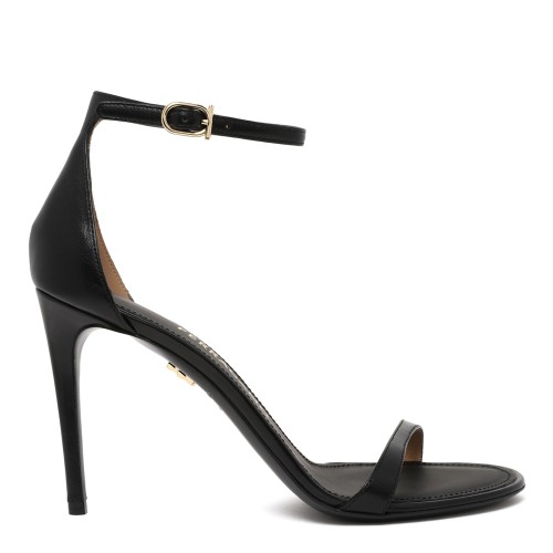 Ferragamo Black Leather Ankle-Strap Sandals.