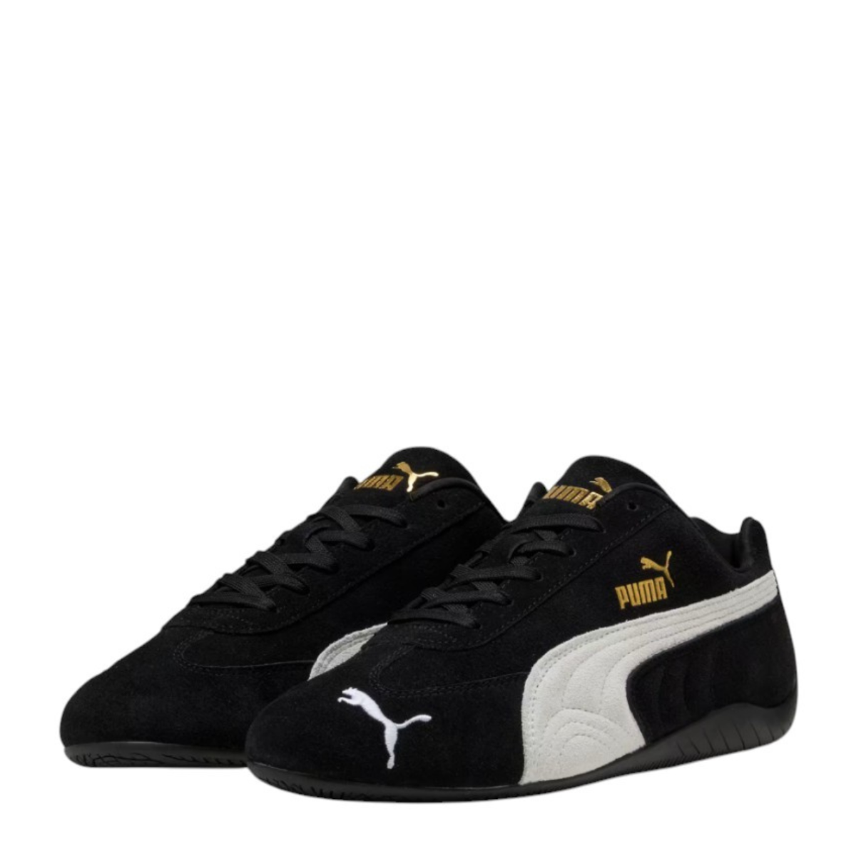Puma Black Suede Low-Profile Sneakers. 