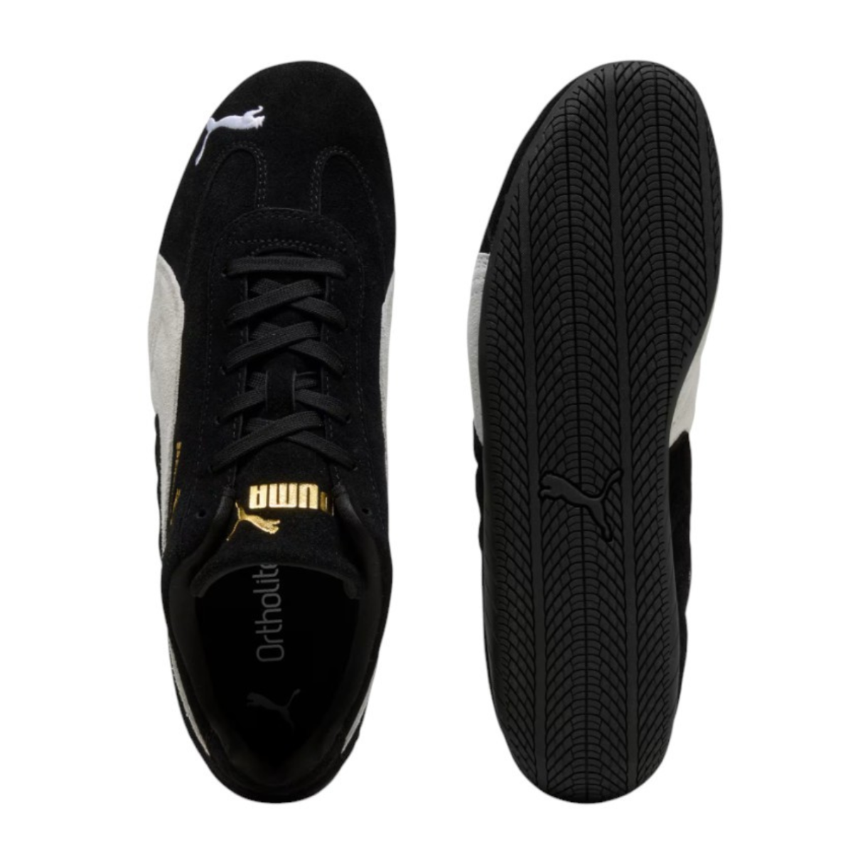 Puma Black Suede Low-Profile Sneakers. 