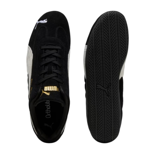 Puma Black Suede Low-Profile Sneakers. 