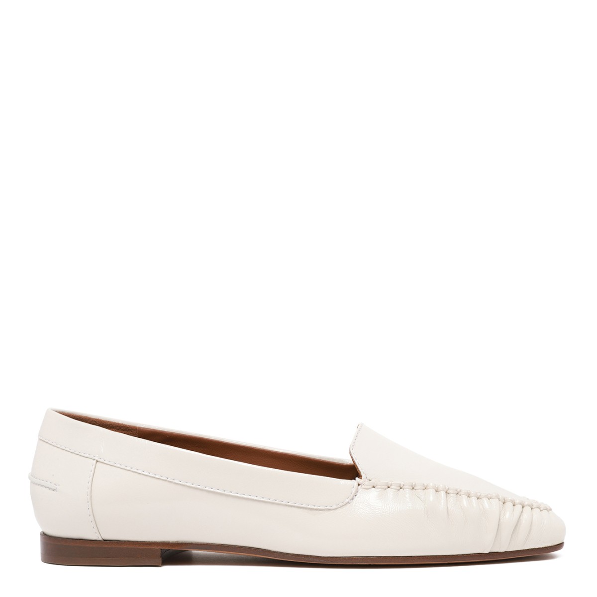 Pollini White Leather Loafers.