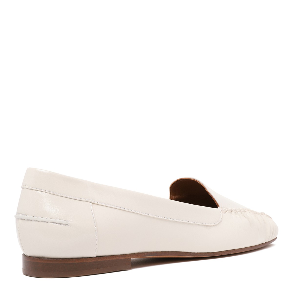 Pollini White Leather Loafers.