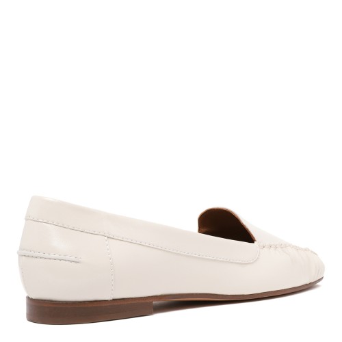 Pollini White Leather Loafers.