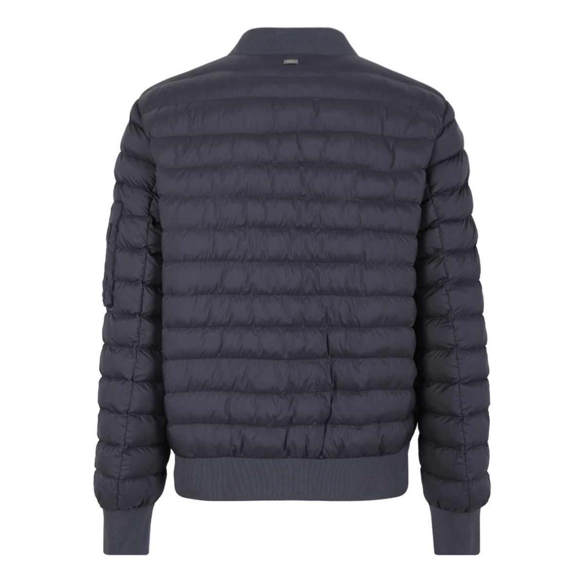 Herno Grey Quilted Down Bomber Jacket.