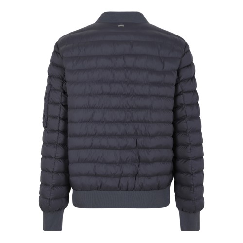 Herno Grey Quilted Down Bomber Jacket.