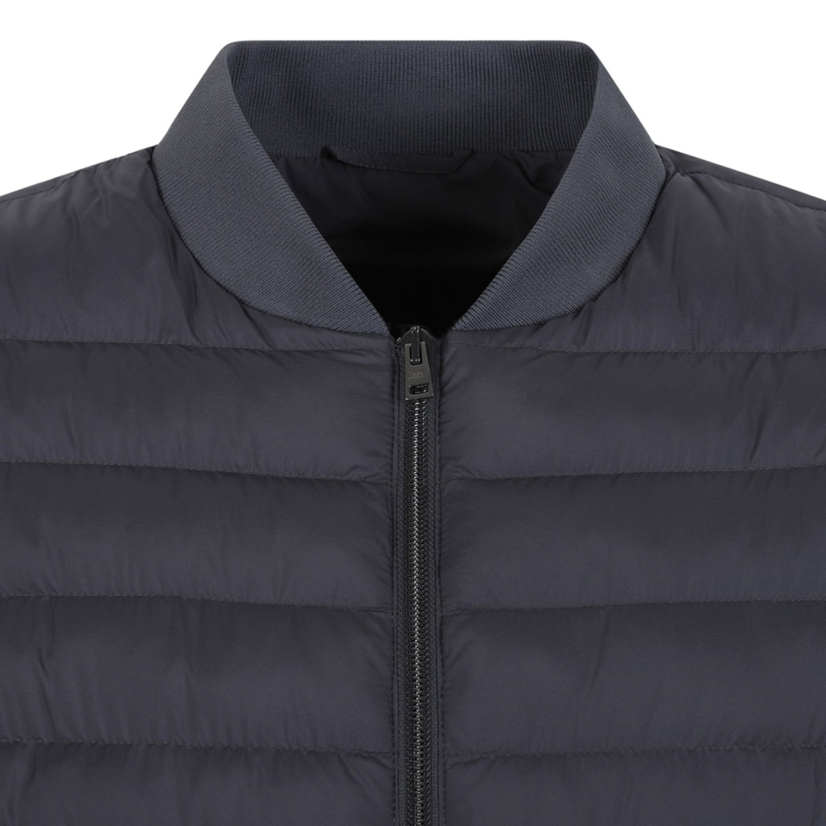Herno Grey Quilted Down Bomber Jacket.