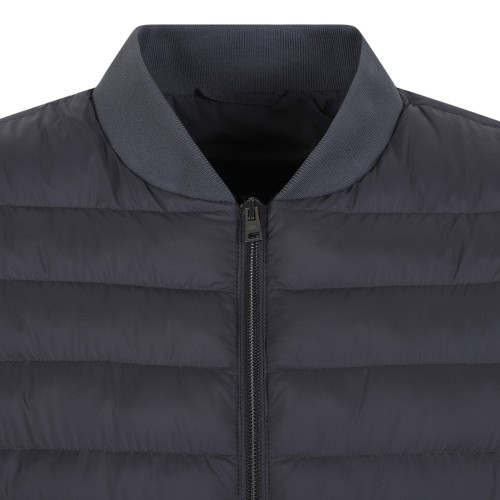 Herno Grey Quilted Down Bomber Jacket.