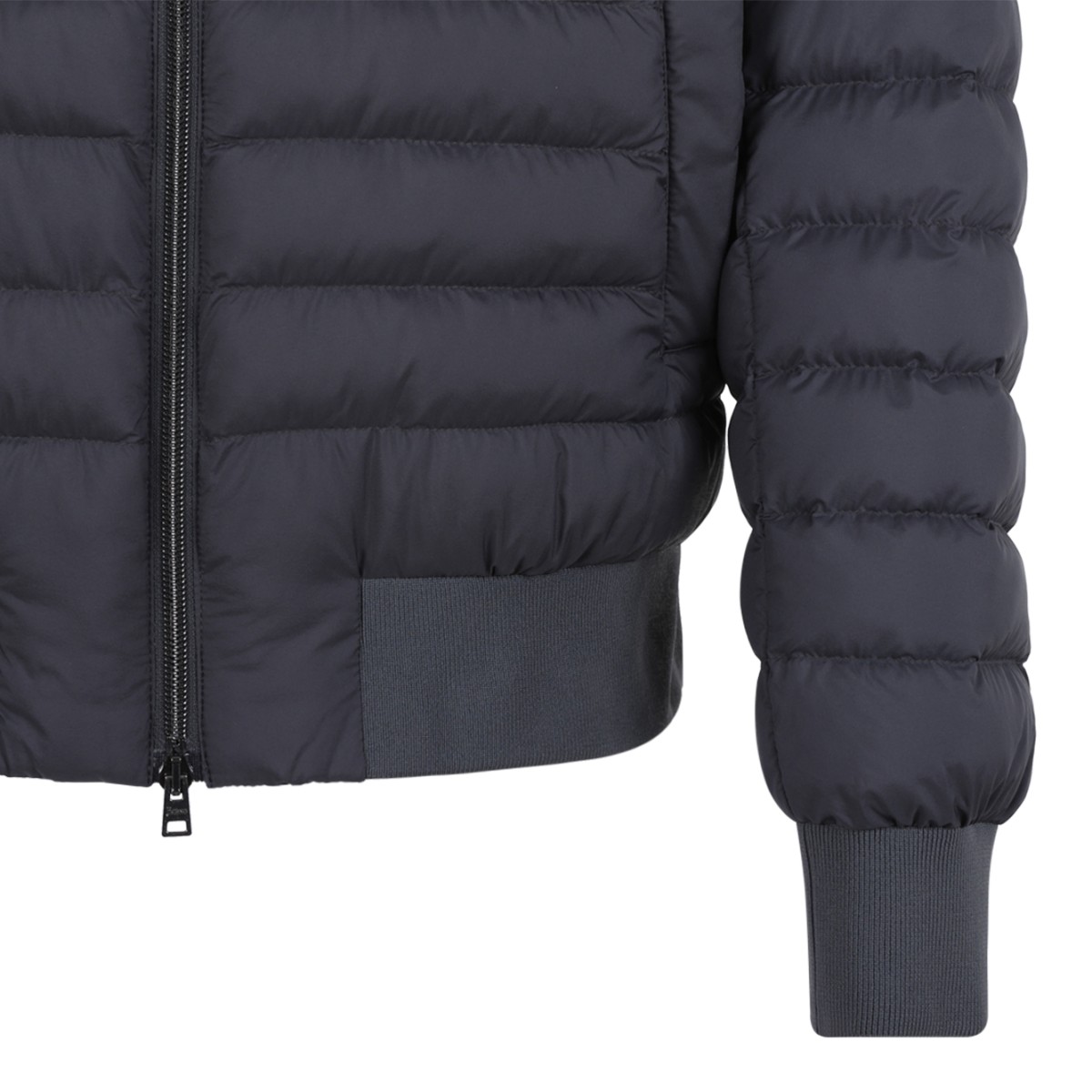 Herno Grey Quilted Down Bomber Jacket.