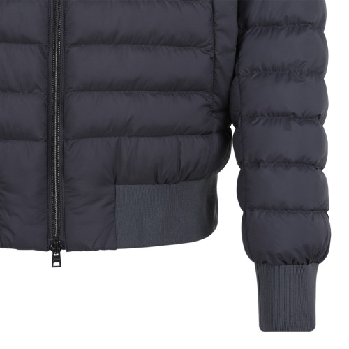 Herno Grey Quilted Down Bomber Jacket.
