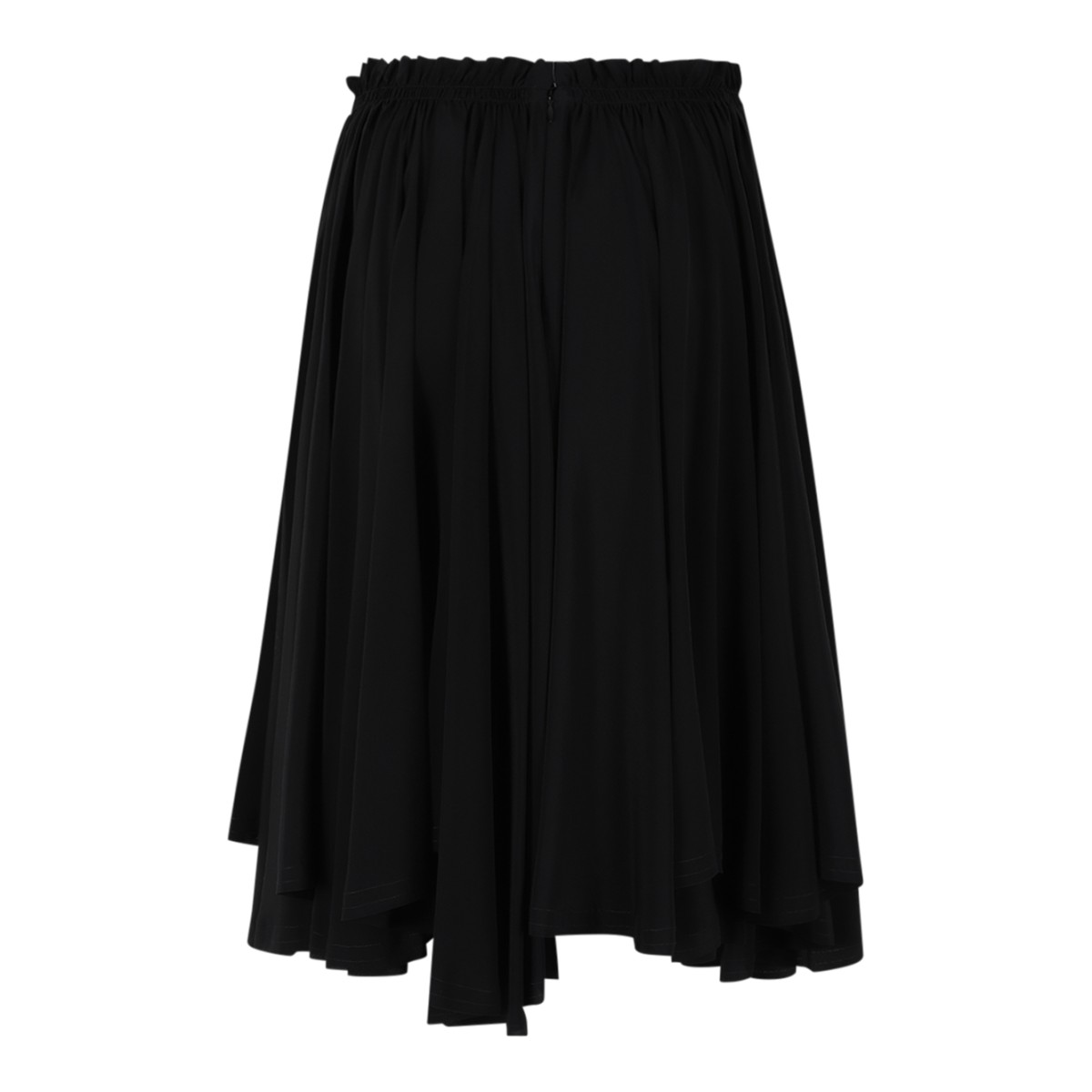 Ami Paris Black Pleated Midi Skirt.