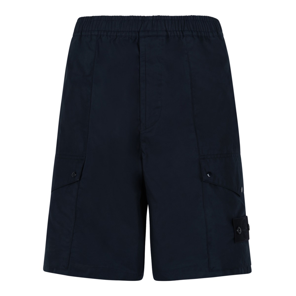 Stone Island Navy Blue Cotton Cargo Shorts.