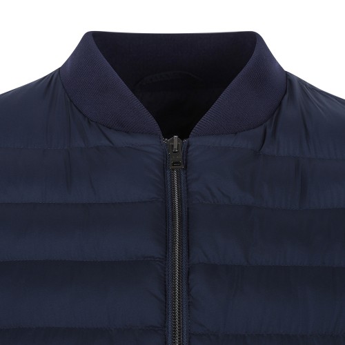 Herno Navy Blue Quilted Down Bomber Jacket.