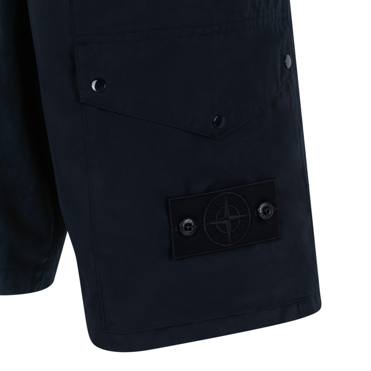 Stone Island Navy Blue Cotton Cargo Shorts.
