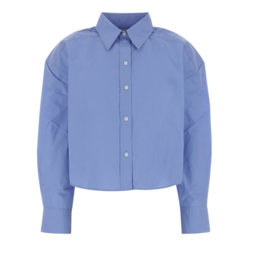 Calvin Klein Light Blue Cropped Cotton Shirt.  