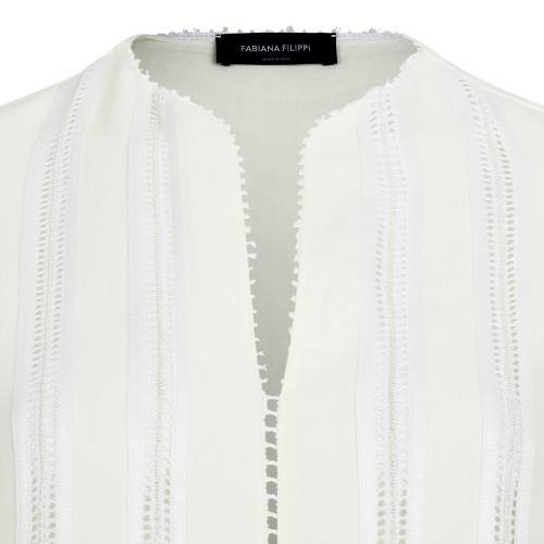 Fabiana Filippi White Layered Midi Dress.  