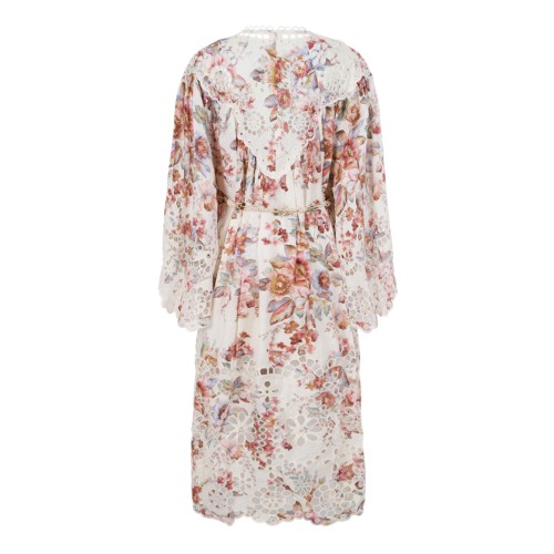Zimmermann Ivory Floral Lace-Trim Midi Dress. 2