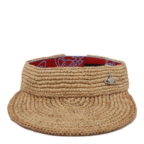 Vivienne Westwood Straw Visor with Orb Detail.
