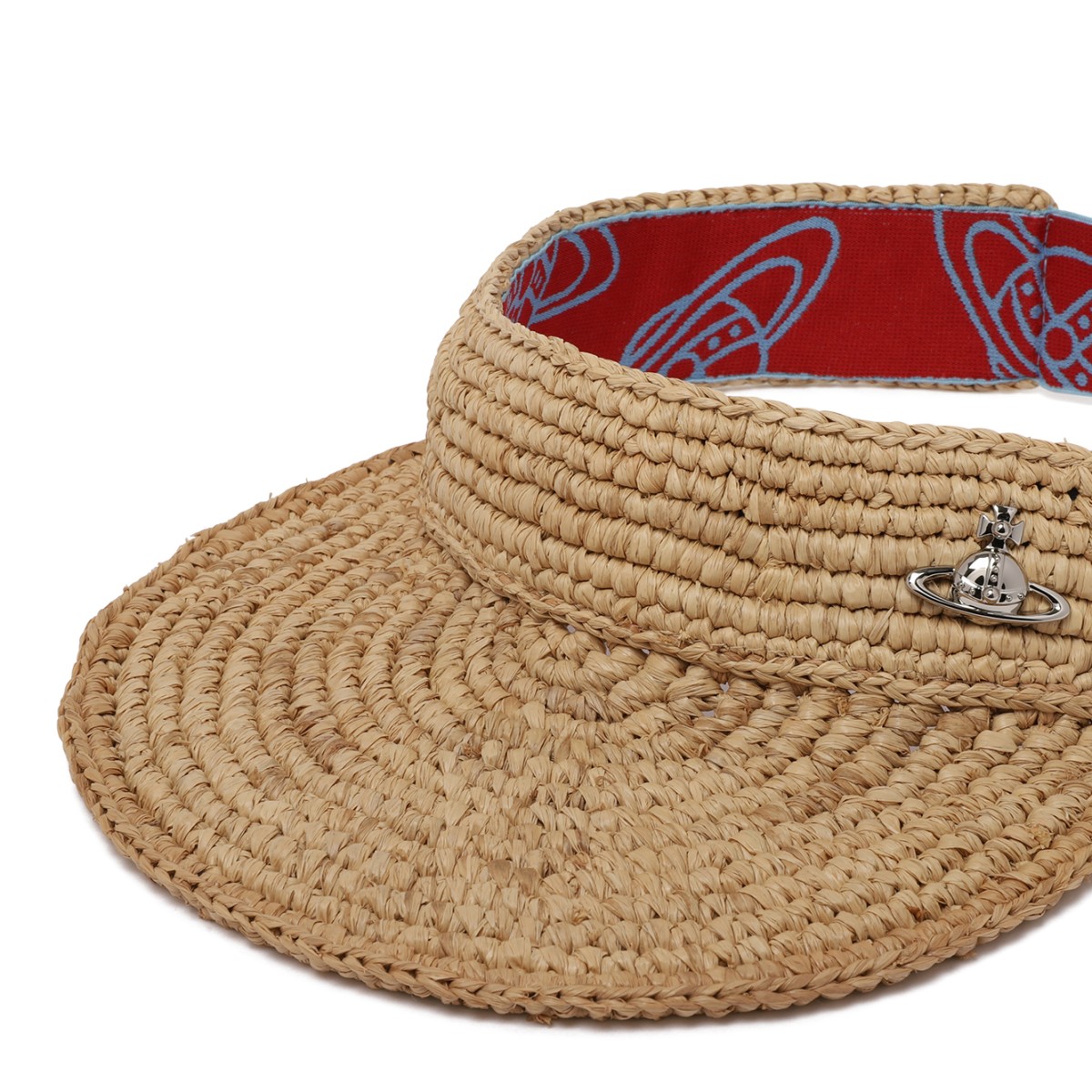 Vivienne Westwood Straw Visor with Orb Detail.