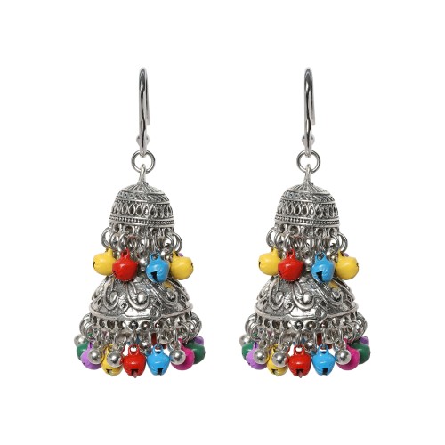 Hui Milano Silver-Tone Multicolor Beaded Drop Earrings.