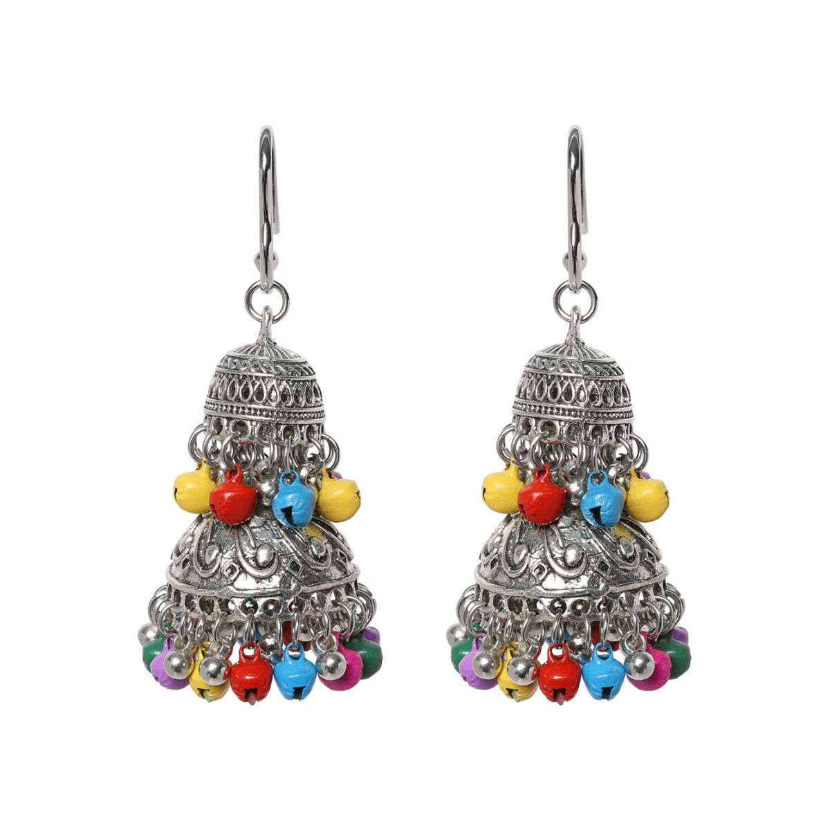 Hui Milano Silver-Tone Multicolor Beaded Drop Earrings.