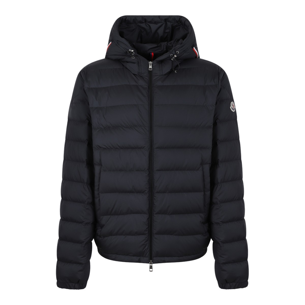 Moncler Black Quilted Down Jacket with Hood.