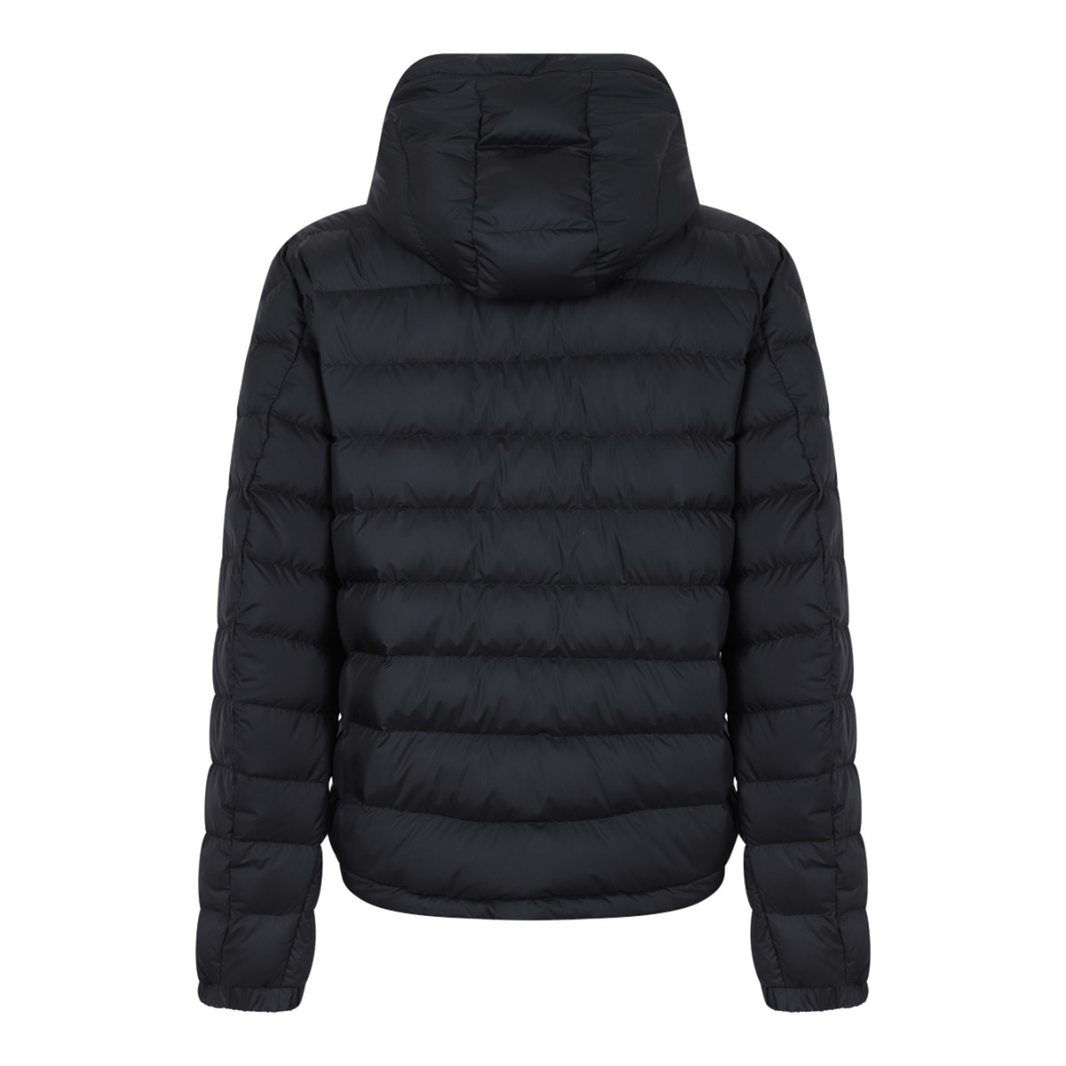 Moncler Black Quilted Down Jacket with Hood.