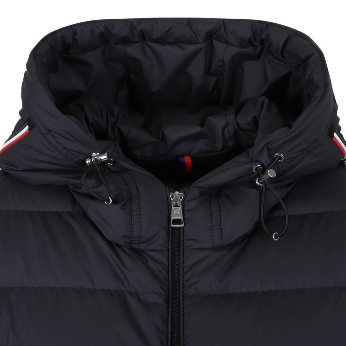 Moncler Black Quilted Down Jacket with Hood.