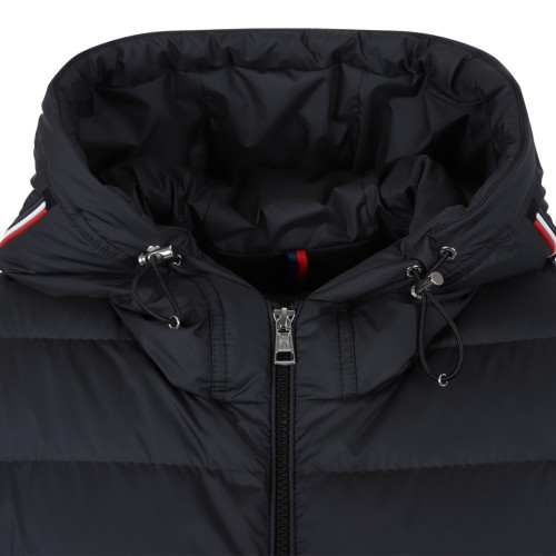 Moncler Black Quilted Down Jacket with Hood.
