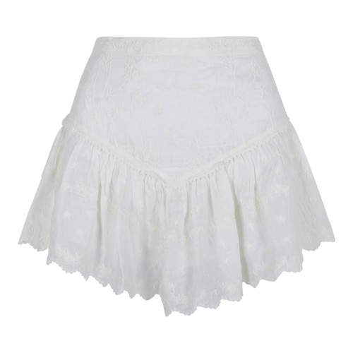 Isabel Marant White Embroidered Cotton Mini Skirt.