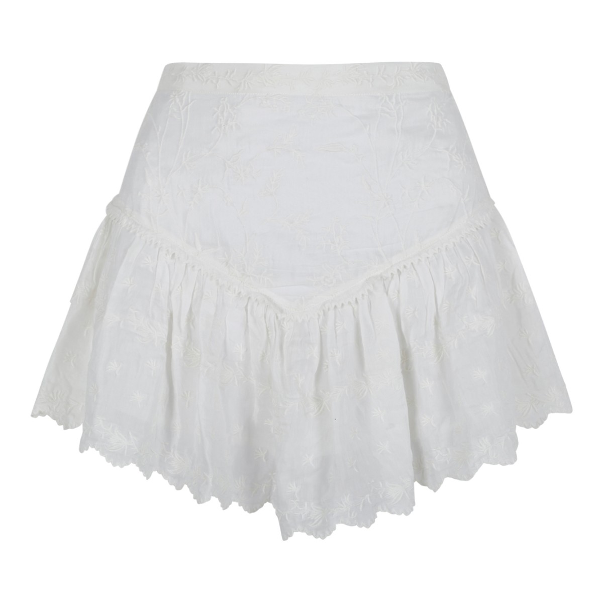 Isabel Marant White Embroidered Cotton Mini Skirt.