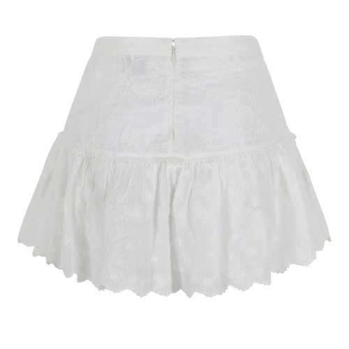 Isabel Marant White Embroidered Cotton Mini Skirt. 2